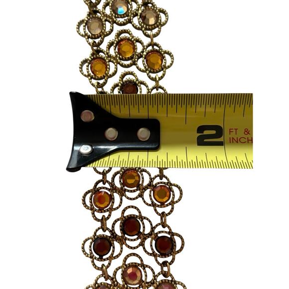 Rhinestone Crystal Link Choker Necklace Party Prom Necklace Women Gold Brown - Picture 9 of 10